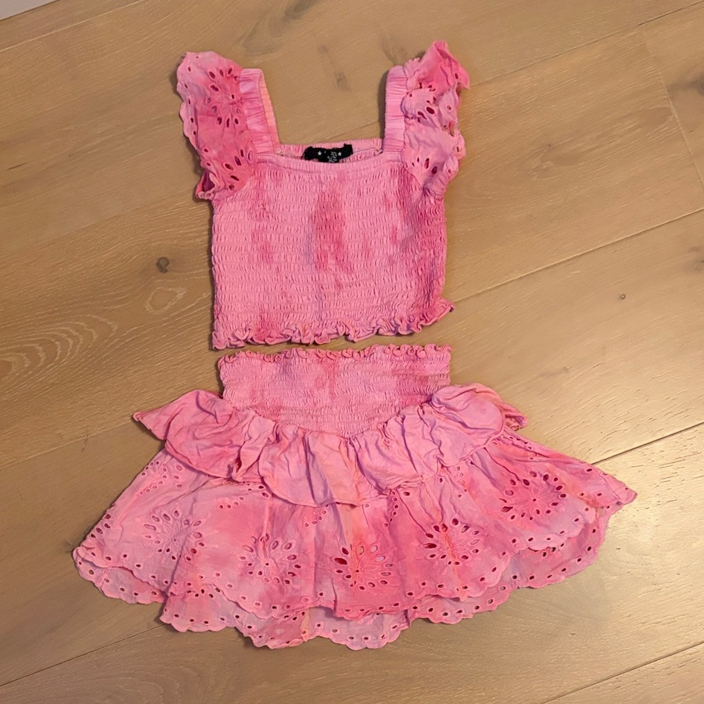 Flowers by Zoe Ruffled Pink Eyelet Set